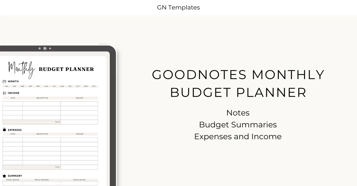 Goodnotes Monthly Budget Planner