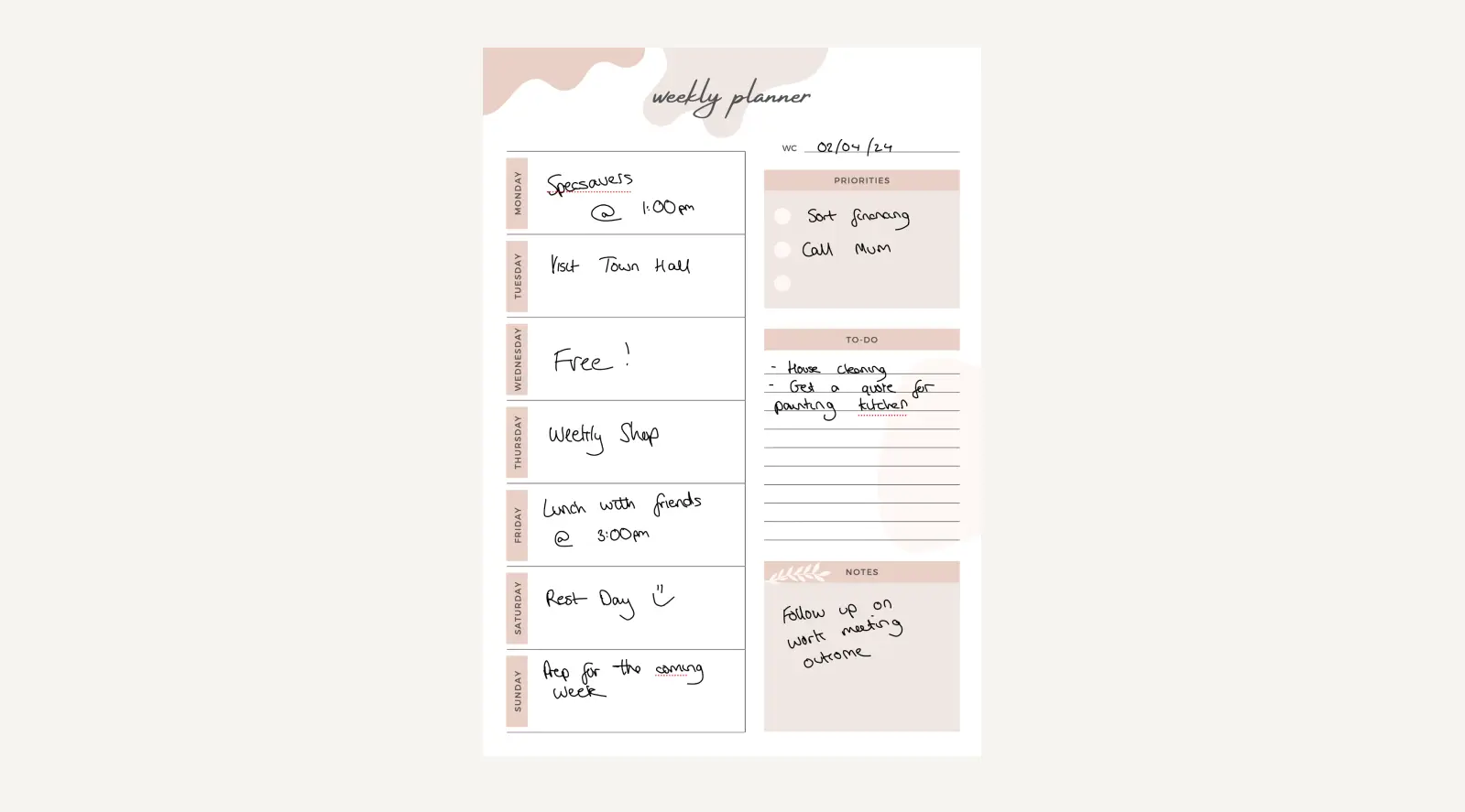 Goodnotes Weekly Planner Template