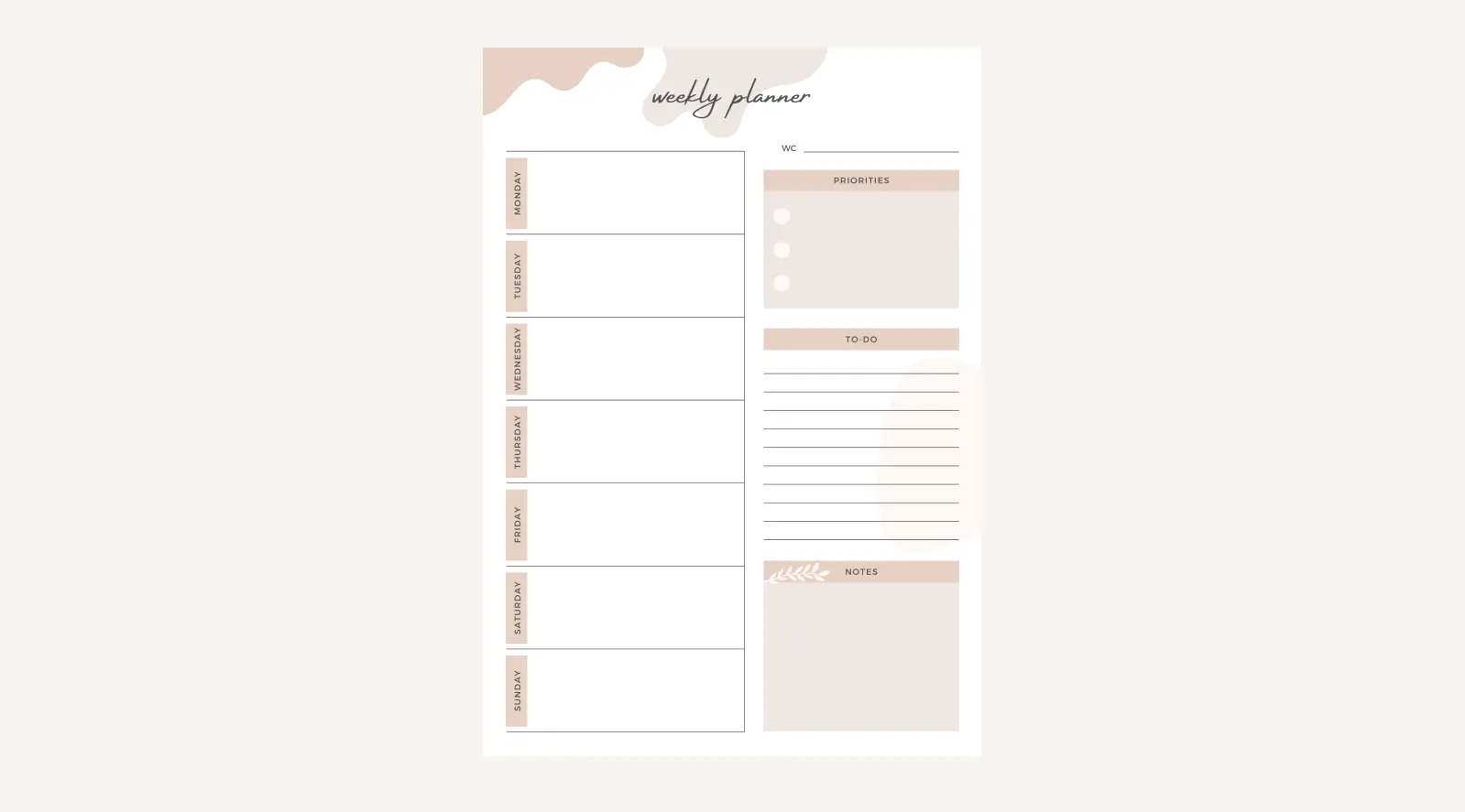 Goodnotes Weekly Planner Template