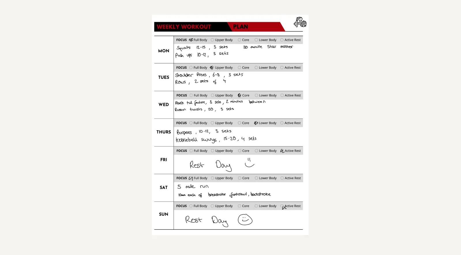 Goodnotes Workout Planner Template